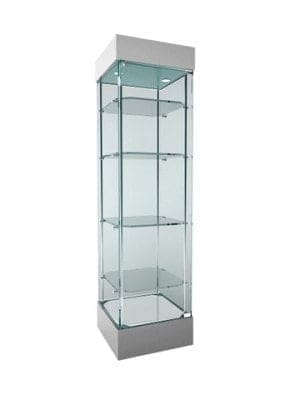 Tower Showcase 1830x465x465mm with 2 halogen lights and 4 shelves