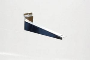 Slatwall Chrome Wood Shelf Brackets - 250mm (10") - Pair