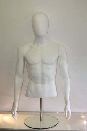 R373 Male Matt White Bust Egghead with Arms