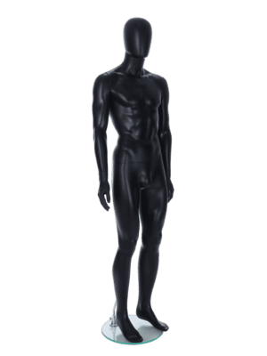 Full Body Male Economy Mannequin With Egg Head in Matt Black