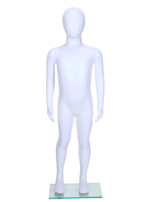 Full Body Child Economy Mannequin with Egg Head in Matt White