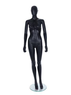 Full Body Egg Head Female Economy Mannequin With Ears in Matt Black