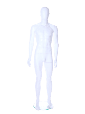 Full Body Egg Head Male Economy Mannequin With Ears in Matt White