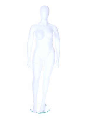 Full Body Plus Size Female Economy Mannequin with Egg Head in Matt White