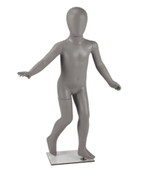 Full Body Child Economy Mannequin with Egg Head in Matt Grey 100cm