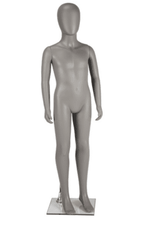 Full Body Child Economy Mannequin with Egg Head in Matt Grey 130cm